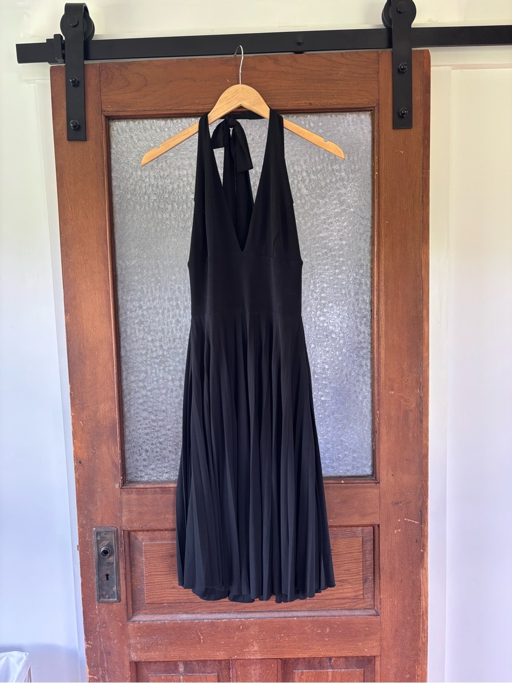 Black Halter Pleated Midi Dress - Max & Cleo